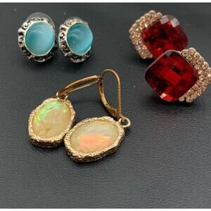 Lot Of Different Color Rhinestone Sparkly Pierced Fashion Earrings